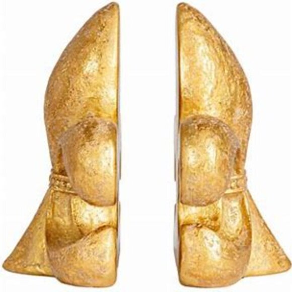 CREATIVE COOPERATIVE Fleur de Lis Bookends in Gold Resin New in Box - Picture 8 of 9